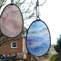 Stained Glass Easter Egg Suncatchers, Set of Three, Youghiogheny Art Glass