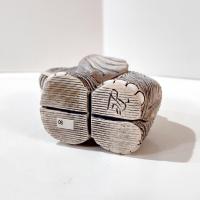 Vintage Artesania Rinconada Uruguay Sculpted Clay Elephant Figurine, Good Luck Trunk Up Elephant