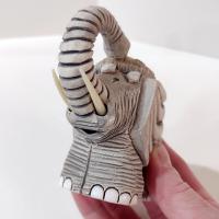 Vintage Artesania Rinconada Uruguay Sculpted Clay Elephant Figurine, Good Luck Trunk Up Elephant