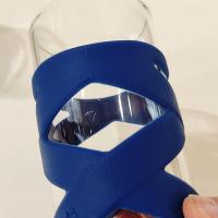 Vintage Ello Tallboy Glasses, Set of Two, Silicone Sleeve Bumper Glasses, Blue and Grey Ello 16 ounce Easy Grip Non-Slip Glasses