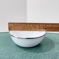 Vintage White Speckled Enamel Camping Bowls, Set of Four, Enamelware Cereal Soup Bowls