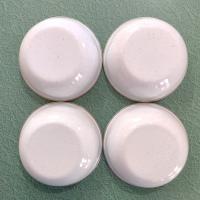 Vintage White Speckled Enamel Camping Bowls, Set of Four, Enamelware Cereal Soup Bowls