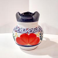 Vintage Mexican Engobe Clay Pitcher, Mexican Folk Art Pottery