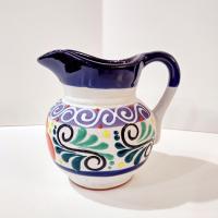 Vintage Mexican Engobe Clay Pitcher, Mexican Folk Art Pottery