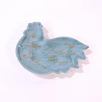 Vintage Cracker Barrel Elegant Rooster Ceramic Spoon Teabag Rest, Susan Winget Designs, Teal Blue and Gold Cardinal Directions Kitchen Decor