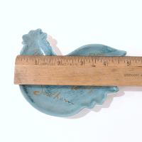 Vintage Cracker Barrel Elegant Rooster Ceramic Spoon Teabag Rest, Susan Winget Designs, Teal Blue and Gold Cardinal Directions Kitchen Decor