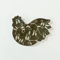 Vintage Cracker Barrel Elegant Rooster Ceramic Spoon Teabag Rest, Susan Winget Designs, Green and White Kitchen Decor