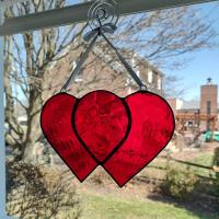 Entwined Hearts Stained Glass Suncatcher, Custom Colors Available