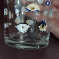 Vintage Anthropologie Rakle Watchful Evil Eye Drinking Glasses, Set of 2, 18 Ounce Eyeball Beer Pint Glasses