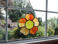 Stained Glass Orange Poppy Flower Suncatcher