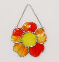 Stained Glass Orange Poppy Flower Suncatcher