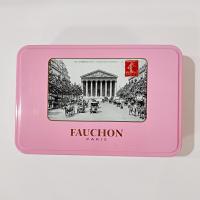 Vintage Fauchon Paris Pink Hinged Lid Storage Tin Box