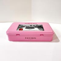 Vintage Fauchon Paris Pink Hinged Lid Storage Tin Box