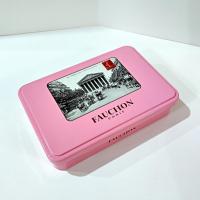 Vintage Fauchon Paris Pink Hinged Lid Storage Tin Box