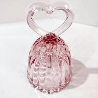 Vintage Pretty Pink Fenton Bell with Heart Shaped Handle, Ring If You Need Me Bell