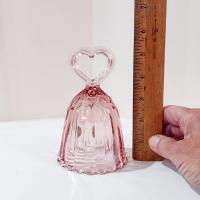 Vintage Pretty Pink Fenton Bell with Heart Shaped Handle, Ring If You Need Me Bell