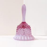 Vintage Fenton Rose Magnolia Hobnail Glass Bell, Fenton Ruffled Pink and White Glass Bell