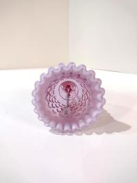 Vintage Fenton Rose Magnolia Hobnail Glass Bell, Fenton Ruffled Pink and White Glass Bell