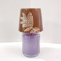 Vintage Fern Leaf Copper Brown Jar Candle Topper Ceramic Shade