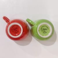 Vintage Fiestaware Classic Tea Cups, Set of Two, Flamingo and Chartreuse Fiestaware Ceramic Cups