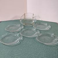 Vintage Arcoroc Poisson Clear Fish Shaped Bread and Butter Plates, Appetizer Plates, Set of 6