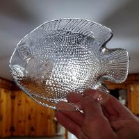 Vintage Arcoroc Poisson Clear Fish Shaped Bread and Butter Plates, Appetizer Plates, Set of 6