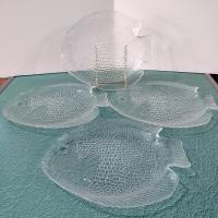 Vintage Arcoroc Poisson Clear Fish Shaped Dinner Plates, Set of Four