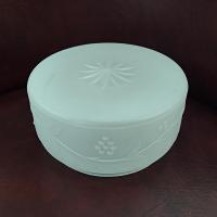 Vintage Milk Glass Shallow Drum Ceiling Light Cover with Raised Floral Design