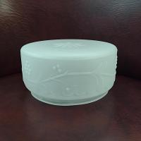 Vintage Milk Glass Shallow Drum Ceiling Light Cover with Raised Floral Design