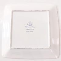 Vintage Fleur de Lis 8 Inch Square Plate, Faiencerie de Pornic Fleur de Lys Plate
