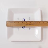 Vintage Fleur de Lis 8 Inch Square Plate, Faiencerie de Pornic Fleur de Lys Plate