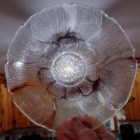 Vintage Arcoroc Fleur 9 Inch Luncheon Salad Plates, Set of 4, Clear Floral Tempered Glass Plates