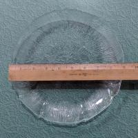 Vintage Arcoroc Fleur 9 Inch Luncheon Salad Plates, Set of 4, Clear Floral Tempered Glass Plates