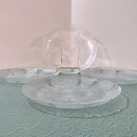 Vintage Arcoroc Fleur 9 Inch Luncheon Salad Plates, Set of 4, Clear Floral Tempered Glass Plates