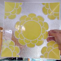Vintage Colony Indiana Glass Yellow Flower Square Glass Platter, MCM 1960's Servingware
