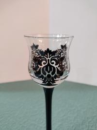 Partylite Forbidden Trio P91307 Stemmed Black Damask Votive Candle Holders, Set of Three, Discontinued Partylite Pattern