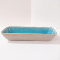 Vintage Pigeon Forge Pottery Ceramic Serving Dish, Blue and Tan Ceramic Planter