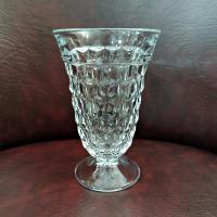 Vintage Fostoria American Clear Iced Tea Glass, UV Reactive Depression Pressed Glassware, Antique EAPG Glass