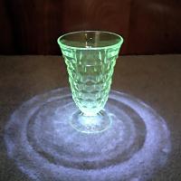 Vintage Fostoria American Clear Iced Tea Glass, UV Reactive Depression Pressed Glassware, Antique EAPG Glass