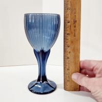 Vintage Fostoria Monet Dark Blue Wine Glasses, Set of Two