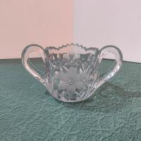 Vintage EAPG Etched Floral Design Open Sugar Bowl And Creamer Set
