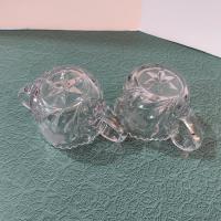 Vintage EAPG Etched Floral Design Open Sugar Bowl And Creamer Set