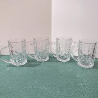 Vintage Mikasa Frostfire Clear Glass Beer Mugs, Set of Four