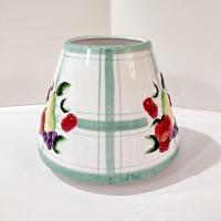 Vintage Large Fruit Motif Ceramic Jar Candle Shade Topper, Country Cottage Candle Accessory