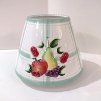 Vintage Large Fruit Motif Ceramic Jar Candle Shade Topper, Country Cottage Candle Accessory