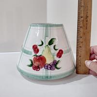 Vintage Large Fruit Motif Ceramic Jar Candle Shade Topper, Country Cottage Candle Accessory