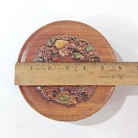 Vintage Faux Wood Grain and Pears Fruit Ring Round Tin, MCM Fall Kitchen Storage Tin, Retro Trinket Sewing Notion Gift Tin Box