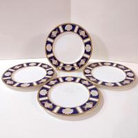 Vintage Mikasa Fish and Shell Cobalt Blue Salad Dessert Bone China Plates, Cathy Hardwick Nautical Beachy Appetizer Plates, Set of Four