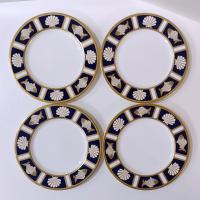 Vintage Mikasa Fish and Shell Cobalt Blue Salad Dessert Bone China Plates, Cathy Hardwick Nautical Beachy Appetizer Plates, Set of Four