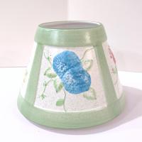 Vintage Large Floral Motif Ceramic Jar Candle Shade Topper, Country Cottage Candle Accessory